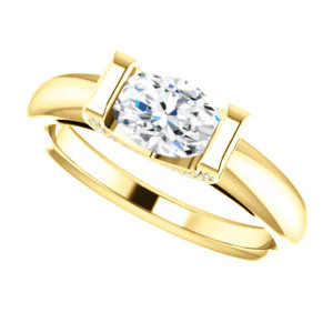 CZ Wedding Set, featuring The Tory engagement ring (Customizable Cathedral-style Bar-set Oval Cut Ring with Prong Accents) - Image 9