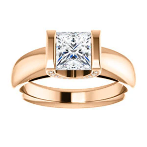 CZ Wedding Set, featuring The Tory engagement ring (Customizable Cathedral-style Bar-set Princess Cut Ring with Prong Accents) - Image 11