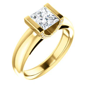 CZ Wedding Set, featuring The Tory engagement ring (Customizable Cathedral-style Bar-set Princess Cut Ring with Prong Accents) - Image 6