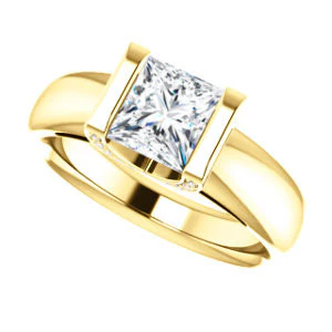 CZ Wedding Set, featuring The Tory engagement ring (Customizable Cathedral-style Bar-set Princess Cut Ring with Prong Accents) - Image 9