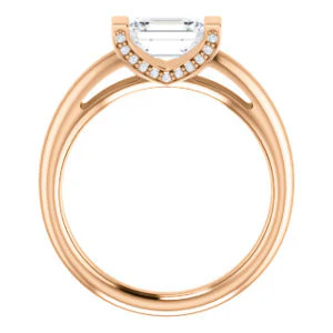 CZ Wedding Set, featuring The Tory engagement ring (Customizable Cathedral-style Bar-set Radiant Cut Ring with Prong Accents) - Image 3