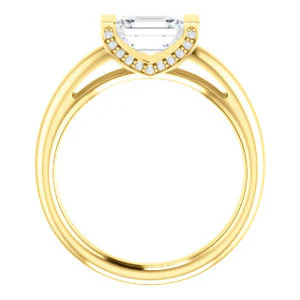 CZ Wedding Set, featuring The Tory engagement ring (Customizable Cathedral-style Bar-set Radiant Cut Ring with Prong Accents) - Image 5