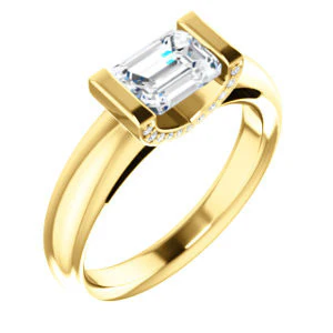 CZ Wedding Set, featuring The Tory engagement ring (Customizable Cathedral-style Bar-set Radiant Cut Ring with Prong Accents) - Image 6