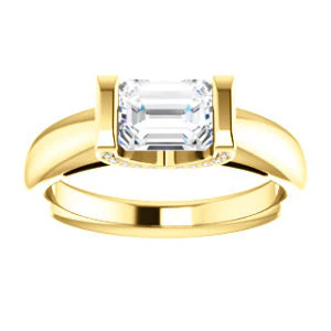 CZ Wedding Set, featuring The Tory engagement ring (Customizable Cathedral-style Bar-set Radiant Cut Ring with Prong Accents) - Image 7