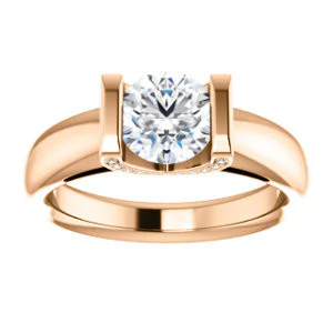 CZ Wedding Set, featuring The Tory engagement ring (Customizable Cathedral-style Bar-set Round Cut Ring with Prong Accents) - Image 11