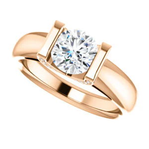 CZ Wedding Set, featuring The Tory engagement ring (Customizable Cathedral-style Bar-set Round Cut Ring with Prong Accents) - Image 13