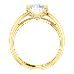 CZ Wedding Set, featuring The Tory engagement ring (Customizable Cathedral-style Bar-set Round Cut Ring with Prong Accents) - Image 3