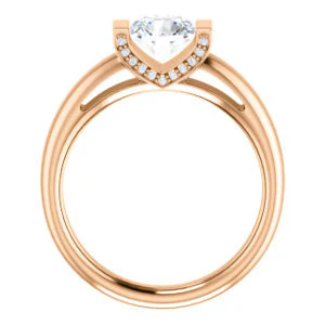 CZ Wedding Set, featuring The Tory engagement ring (Customizable Cathedral-style Bar-set Round Cut Ring with Prong Accents) - Image 5
