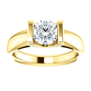 CZ Wedding Set, featuring The Tory engagement ring (Customizable Cathedral-style Bar-set Round Cut Ring with Prong Accents) - Image 7