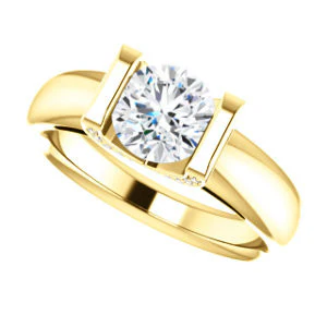 CZ Wedding Set, featuring The Tory engagement ring (Customizable Cathedral-style Bar-set Round Cut Ring with Prong Accents) - Image 9