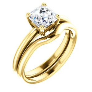 CZ Wedding Set, featuring The Venusia engagement ring (Customizable Asscher Cut Solitaire with Thin Band) - Image 2