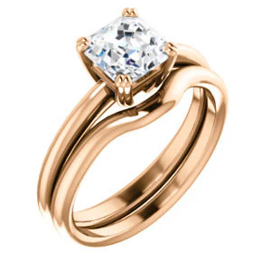 CZ Wedding Set, featuring The Venusia engagement ring (Customizable Asscher Cut Solitaire with Thin Band) - Image 4