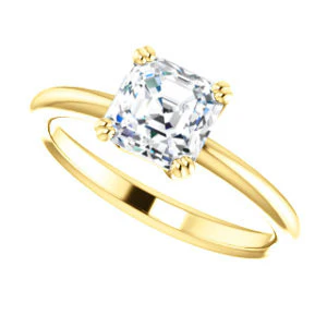CZ Wedding Set, featuring The Venusia engagement ring (Customizable Asscher Cut Solitaire with Thin Band) - Image 9