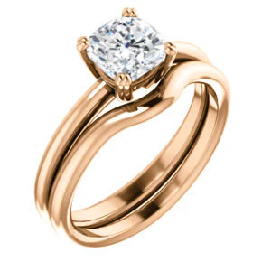 CZ Wedding Set, featuring The Venusia engagement ring (Customizable Cushion Cut Solitaire with Thin Band) - Image 2