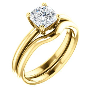 CZ Wedding Set, featuring The Venusia engagement ring (Customizable Cushion Cut Solitaire with Thin Band) - Image 4
