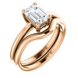 CZ Wedding Set, featuring The Venusia engagement ring (Customizable Emerald Cut Solitaire with Thin Band) - Image 4