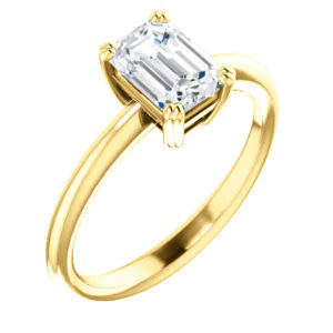 CZ Wedding Set, featuring The Venusia engagement ring (Customizable Emerald Cut Solitaire with Thin Band) - Image 6