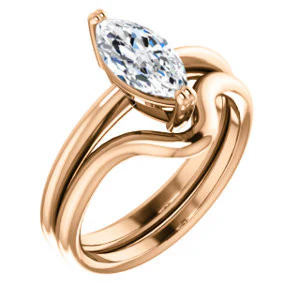 CZ Wedding Set, featuring The Venusia engagement ring (Customizable Marquise Cut Solitaire with Thin Band) - Image 2