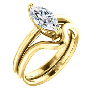 CZ Wedding Set, featuring The Venusia engagement ring (Customizable Marquise Cut Solitaire with Thin Band) - Image 4