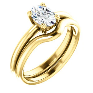 CZ Wedding Set, featuring The Venusia engagement ring (Customizable Oval Cut Solitaire with Thin Band) - Image 2