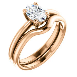 CZ Wedding Set, featuring The Venusia engagement ring (Customizable Oval Cut Solitaire with Thin Band) - Image 4