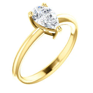 CZ Wedding Set, featuring The Venusia engagement ring (Customizable Pear Cut Solitaire with Thin Band) - Image 6