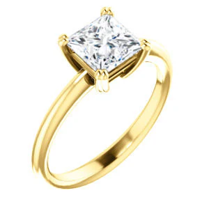 CZ Wedding Set, featuring The Venusia engagement ring (Customizable Princess Cut Solitaire with Thin Band) - Image 6