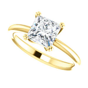 CZ Wedding Set, featuring The Venusia engagement ring (Customizable Princess Cut Solitaire with Thin Band) - Image 9