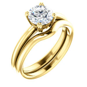 CZ Wedding Set, featuring The Venusia engagement ring (Customizable Round Cut Solitaire with Thin Band) - Image 2