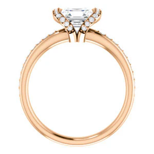 CZ Wedding Set, featuring The Victoria engagement ring (Customizable Bezel-set Asscher Cut Semi-Halo Design with Prong Accents) - Image 3