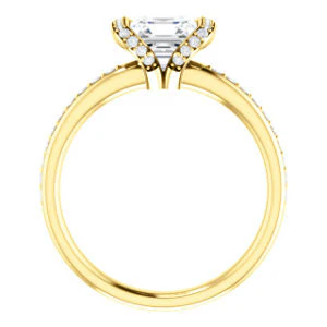CZ Wedding Set, featuring The Victoria engagement ring (Customizable Bezel-set Asscher Cut Semi-Halo Design with Prong Accents) - Image 5