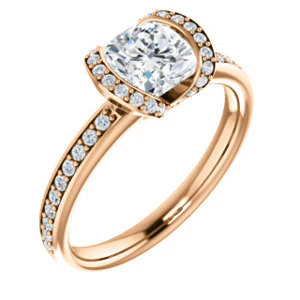 CZ Wedding Set, featuring The Victoria engagement ring (Customizable Bezel-set Cushion Cut Semi-Halo Design with Prong Accents) - Image 10
