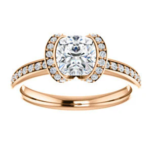 CZ Wedding Set, featuring The Victoria engagement ring (Customizable Bezel-set Cushion Cut Semi-Halo Design with Prong Accents) - Image 11