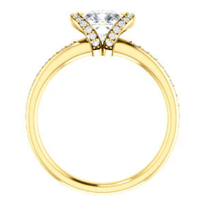 CZ Wedding Set, featuring The Victoria engagement ring (Customizable Bezel-set Cushion Cut Semi-Halo Design with Prong Accents) - Image 3