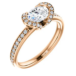CZ Wedding Set, featuring The Victoria engagement ring (Customizable Bezel-set Oval Cut Semi-Halo Design with Prong Accents) - Image 10