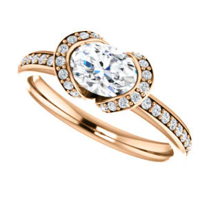 CZ Wedding Set, featuring The Victoria engagement ring (Customizable Bezel-set Oval Cut Semi-Halo Design with Prong Accents) - Image 13