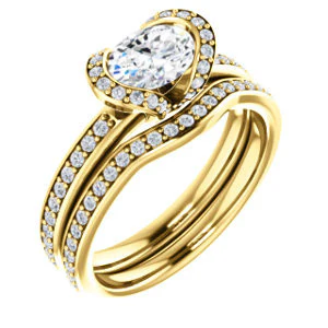 CZ Wedding Set, featuring The Victoria engagement ring (Customizable Bezel-set Oval Cut Semi-Halo Design with Prong Accents) - Image 2