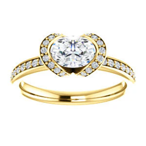 CZ Wedding Set, featuring The Victoria engagement ring (Customizable Bezel-set Oval Cut Semi-Halo Design with Prong Accents) - Image 7