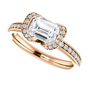 CZ Wedding Set, featuring The Victoria engagement ring (Customizable Bezel-set Radiant Cut Semi-Halo Design with Prong Accents) - Image 13
