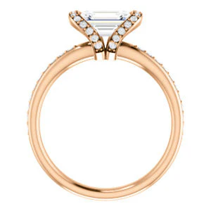 CZ Wedding Set, featuring The Victoria engagement ring (Customizable Bezel-set Radiant Cut Semi-Halo Design with Prong Accents) - Image 3