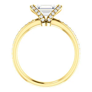 CZ Wedding Set, featuring The Victoria engagement ring (Customizable Bezel-set Radiant Cut Semi-Halo Design with Prong Accents) - Image 5