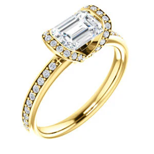 CZ Wedding Set, featuring The Victoria engagement ring (Customizable Bezel-set Radiant Cut Semi-Halo Design with Prong Accents) - Image 6