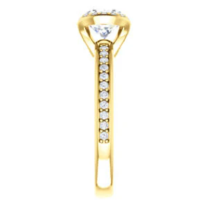 CZ Wedding Set, featuring The Victoria engagement ring (Customizable Bezel-set Round Cut Semi-Halo Design with Prong Accents) - Image 11