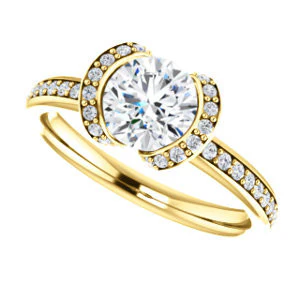 CZ Wedding Set, featuring The Victoria engagement ring (Customizable Bezel-set Round Cut Semi-Halo Design with Prong Accents) - Image 12
