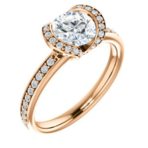 CZ Wedding Set, featuring The Victoria engagement ring (Customizable Bezel-set Round Cut Semi-Halo Design with Prong Accents) - Image 13