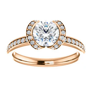CZ Wedding Set, featuring The Victoria engagement ring (Customizable Bezel-set Round Cut Semi-Halo Design with Prong Accents) - Image 14