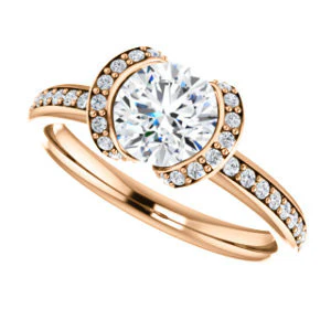 CZ Wedding Set, featuring The Victoria engagement ring (Customizable Bezel-set Round Cut Semi-Halo Design with Prong Accents) - Image 16