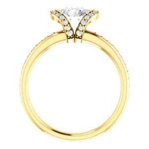 CZ Wedding Set, featuring The Victoria engagement ring (Customizable Bezel-set Round Cut Semi-Halo Design with Prong Accents) - Image 3