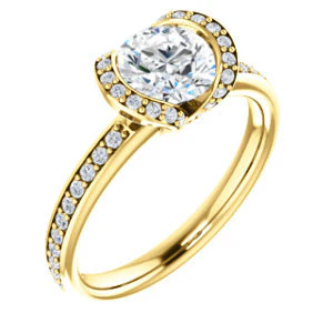 CZ Wedding Set, featuring The Victoria engagement ring (Customizable Bezel-set Round Cut Semi-Halo Design with Prong Accents) - Image 9