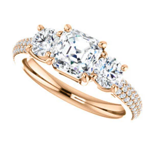 CZ Wedding Set, featuring The Zuleyma engagement ring (Customizable Enhanced 3-stone Asscher Cut Design with Triple Pavé Band) - Image 13